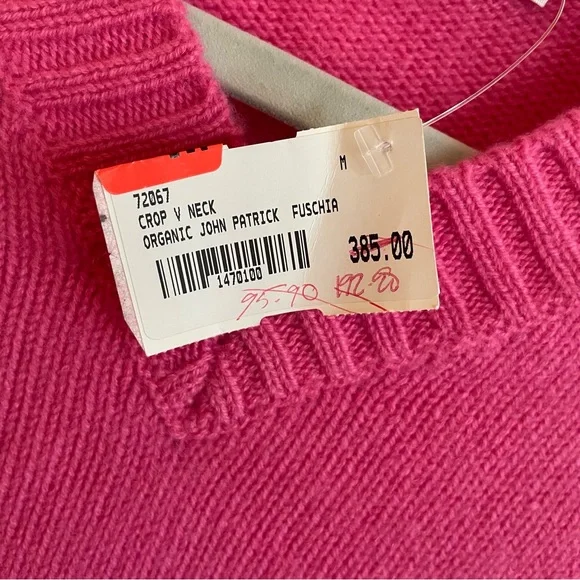 ORGANIC by John Patrick crop pullover V-neck cashmere sweater medium Minnie - Picture 7 of 8
